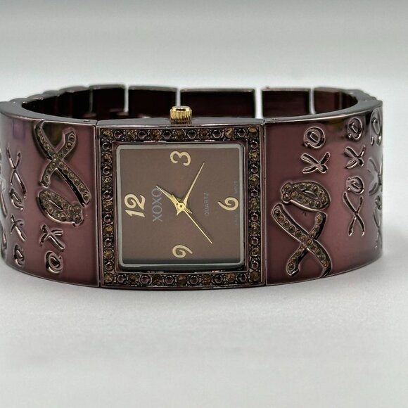 XOXO Watch Women Chocolate Brown 26MM Square Dial Wide Band New Battery - Picture 7 of 10